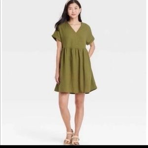 Universal Thread linen babydoll dress olive green size xxl